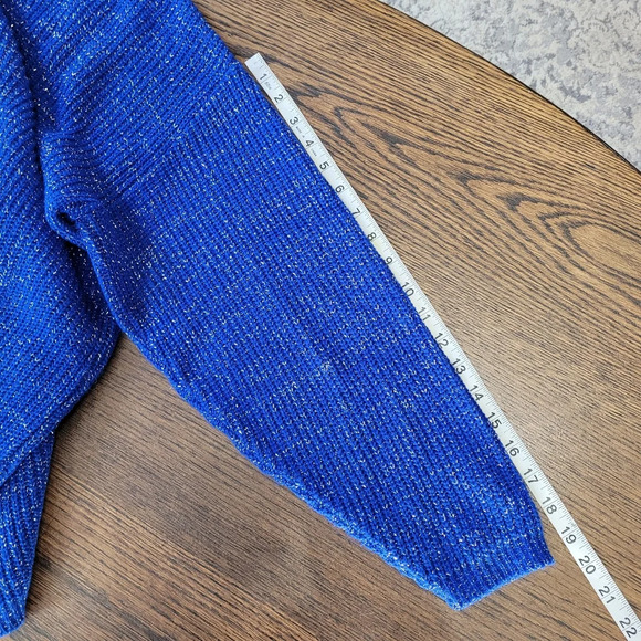 Bedford Fair Lifestyles Vintage 80's Royal Blue and Silver Tunic Sweater Size 1X - Picture 8 of 11